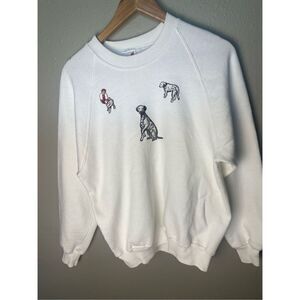 Hand painted Dalmatian Granny Style White Jerzees Sweatshirt Size L